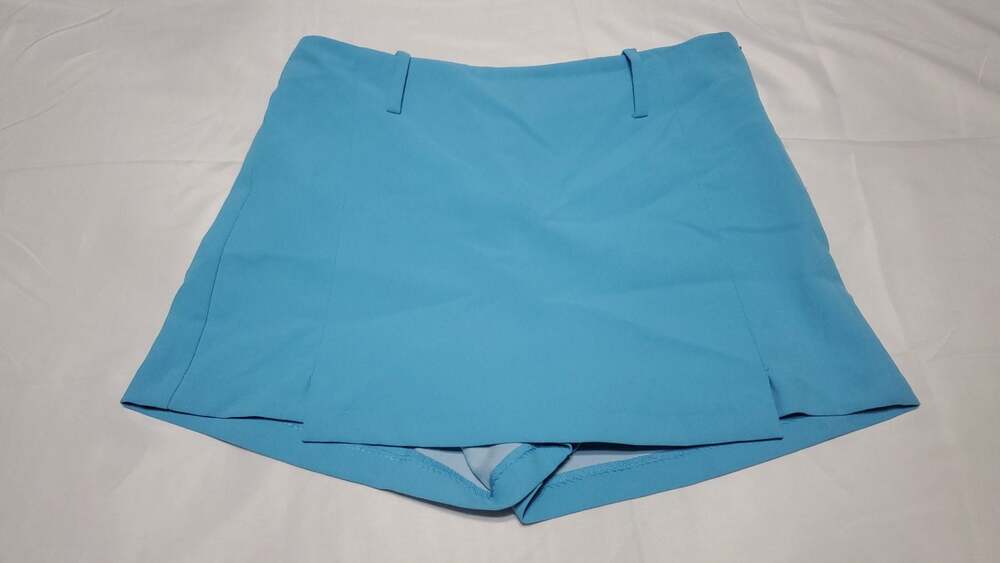 Mango MNG Light Blue Wrap Front Tailored Skort Size M